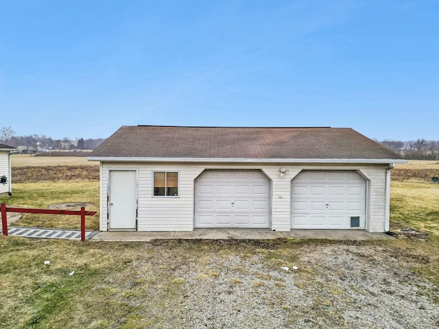 view of detached garage