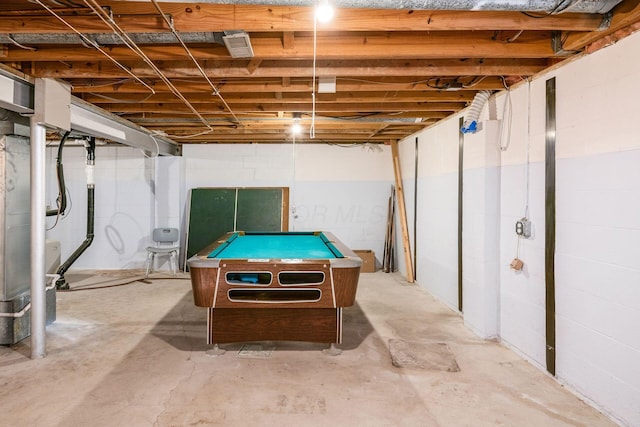 recreation room featuring concrete floors and billiards