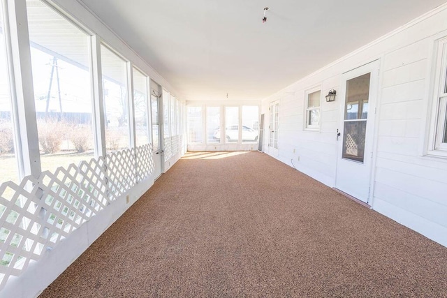 view of unfurnished sunroom