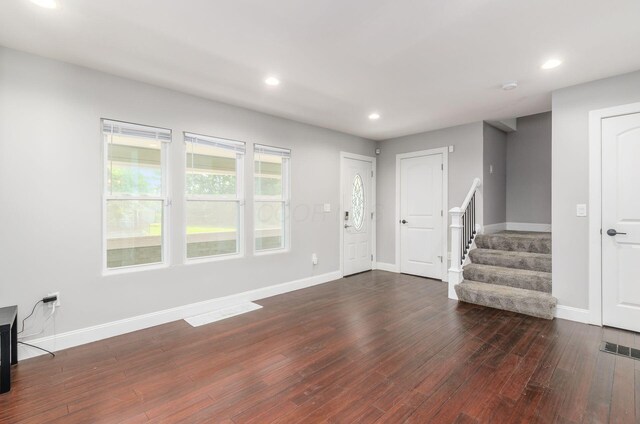 983 Seymour Ave, Columbus, OH 43206 - entrance foyer with wood finished floors, stairs, and recessed lighting
