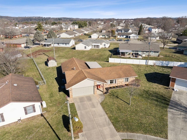 aerial view with a residential view