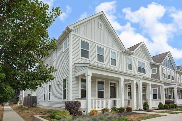 view of front of home featuring a porch and board and batten siding