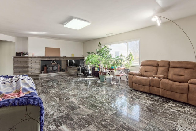 living room with marble finish floor