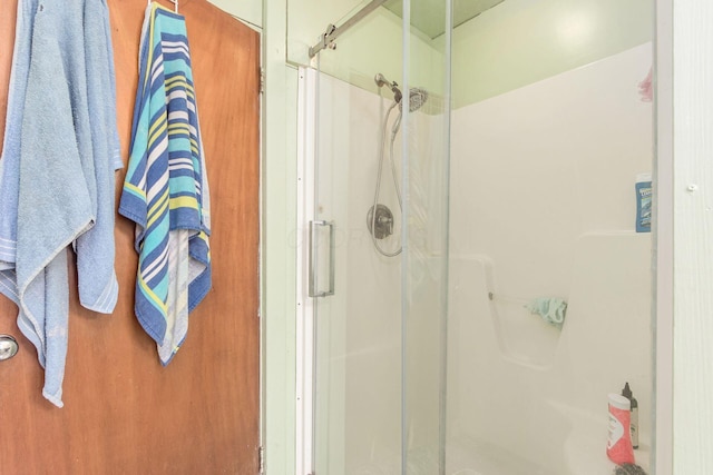 bathroom with a shower stall