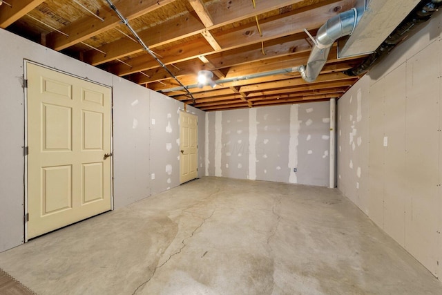 view of unfinished basement