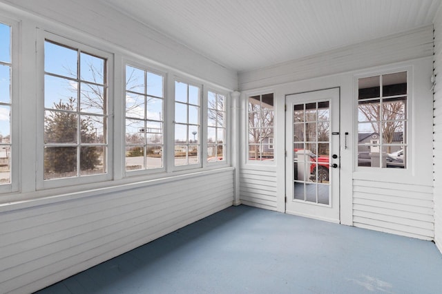 view of unfurnished sunroom