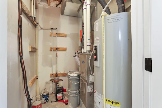 utility room with water heater