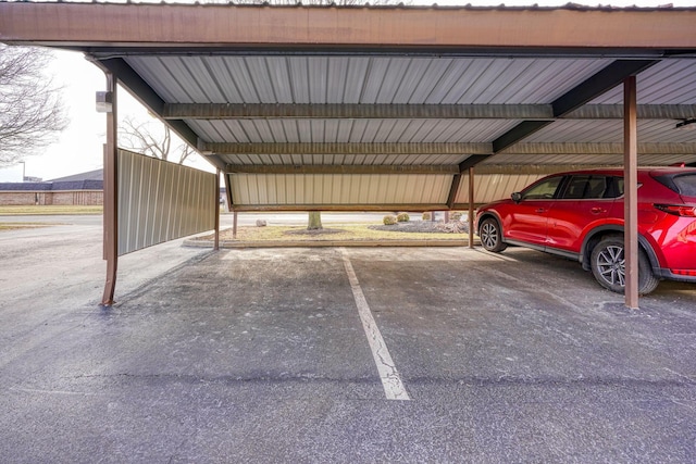 view of covered parking lot