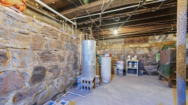 unfinished below grade area with gas water heater