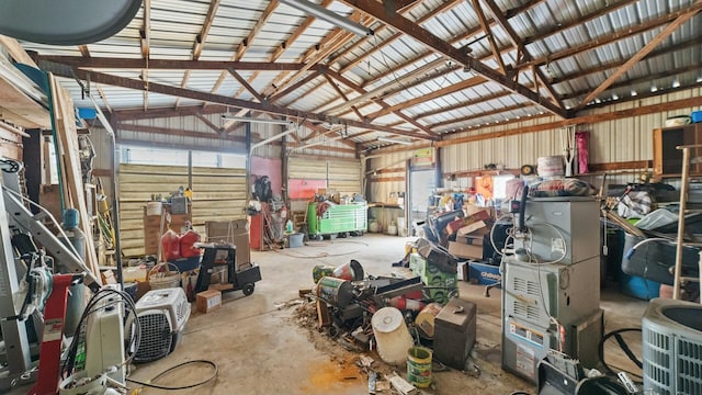 garage featuring metal wall