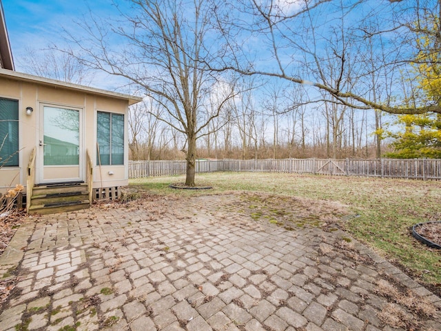 view of patio / terrace with entry steps and a fenced backyard