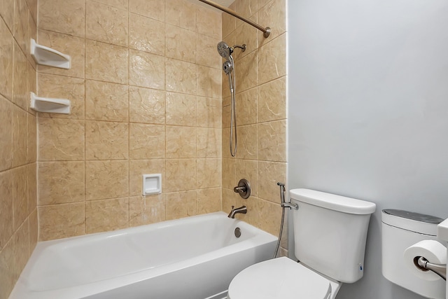 full bath with washtub / shower combination and toilet