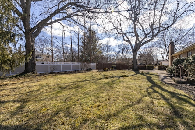 view of yard featuring a fenced backyard