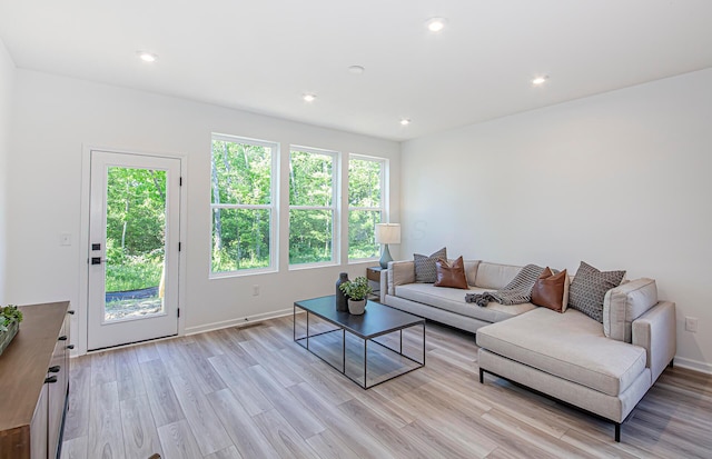 603 Mill Stone Dr Lot 2257, Sunbury, OH 43074 - living room with light wood-style floors, recessed lighting, and baseboards