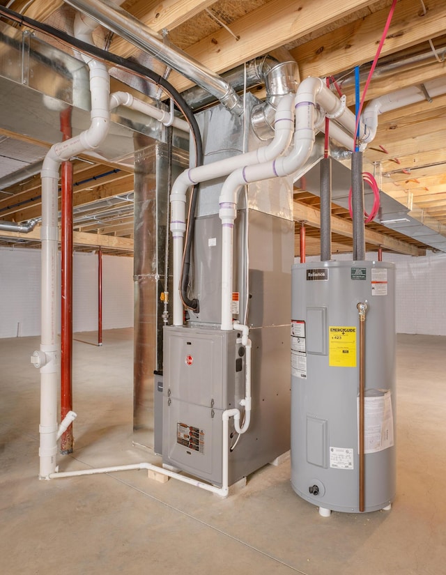 utility room with water heater