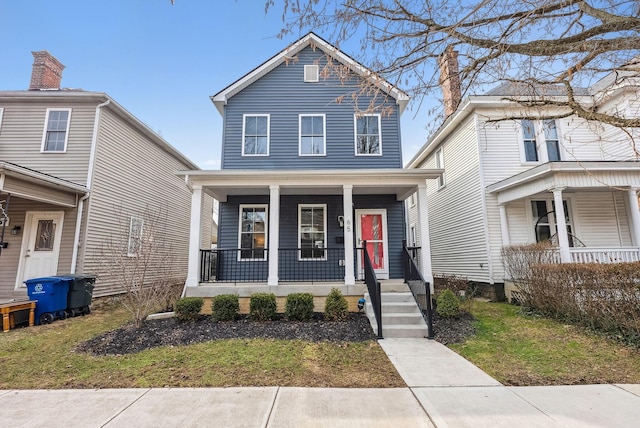 view of front of home featuring covered porch