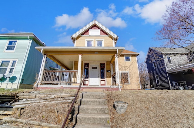 view of front facade featuring covered porch