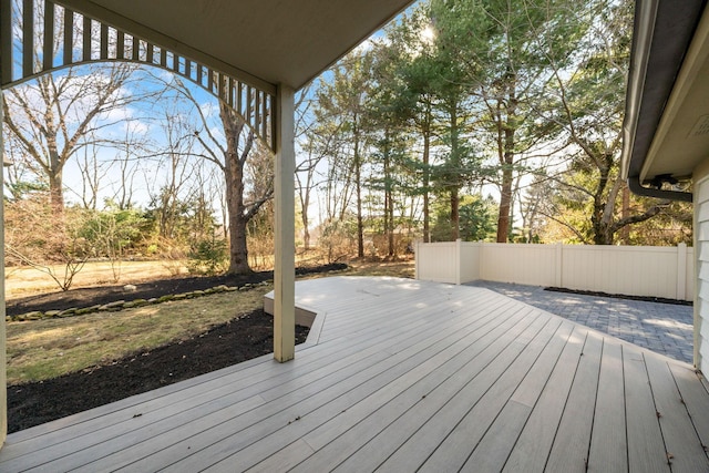 deck featuring fence