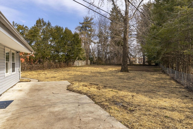 view of yard with a patio area and fence