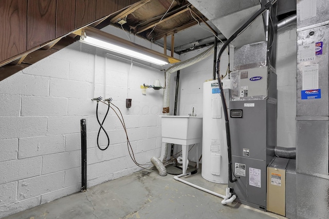 utility room with electric water heater