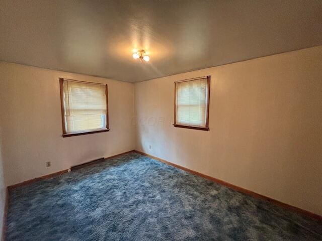 spare room with carpet floors, plenty of natural light, and baseboards