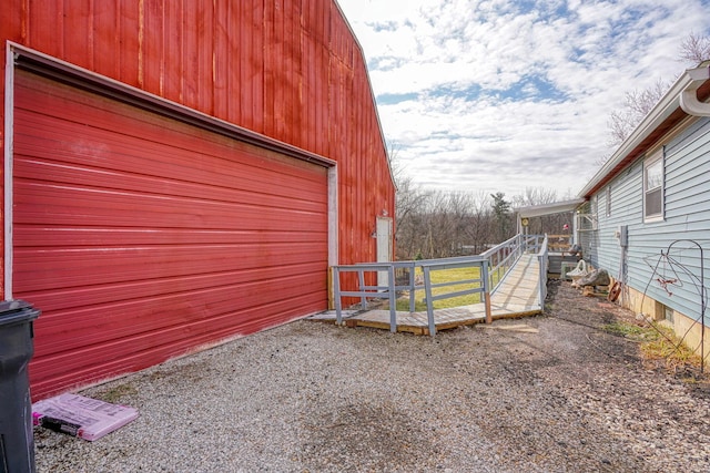 exterior space with an outbuilding