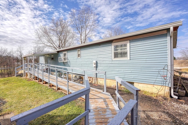 view of property exterior with a yard