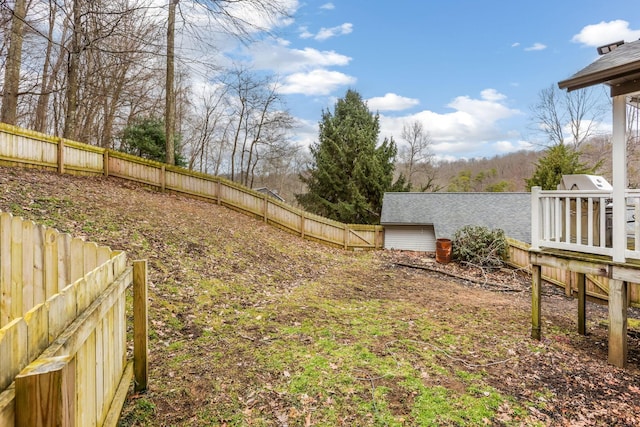 view of yard with a fenced backyard