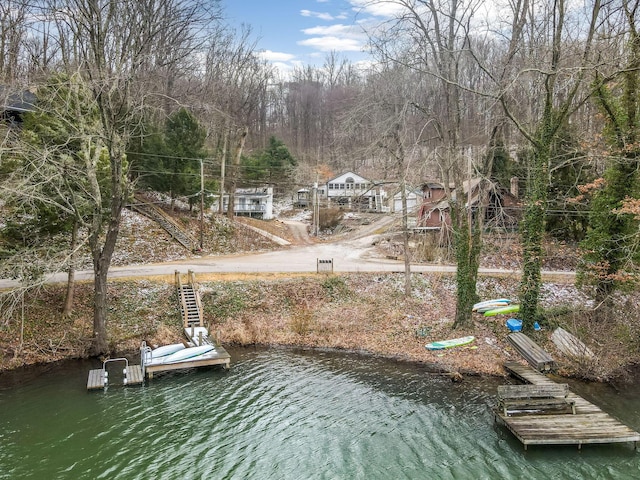 view of dock featuring a water view