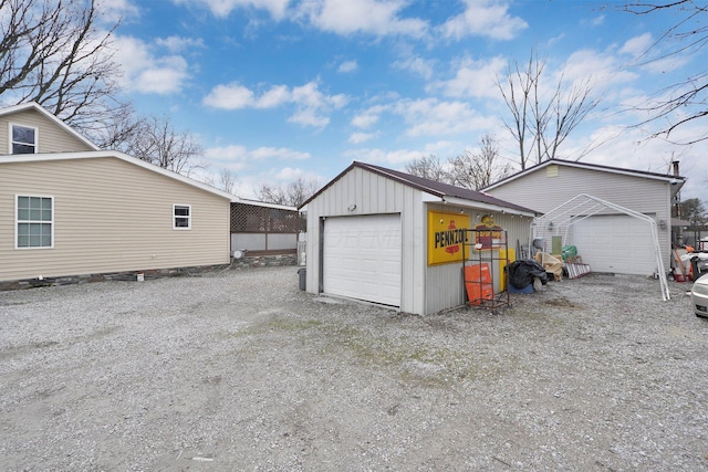 view of detached garage