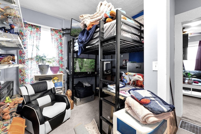 carpeted bedroom with visible vents