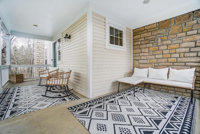 view of patio featuring covered porch