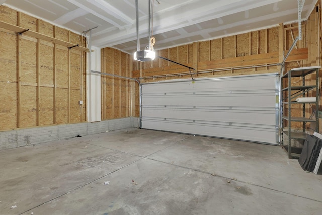 garage with a garage door opener