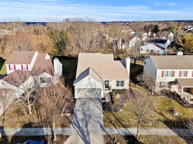 aerial view with a residential view