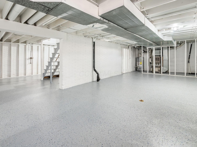 garage featuring water heater