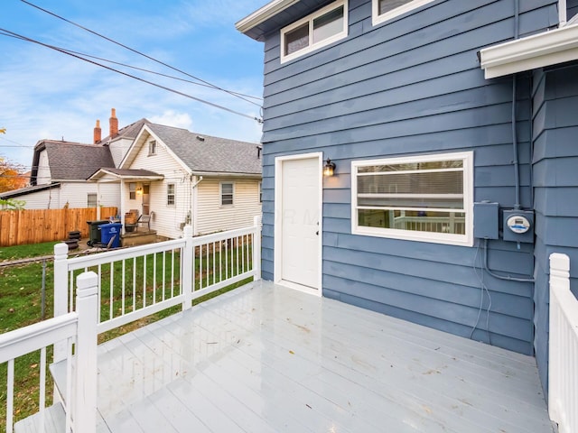 wooden deck featuring fence