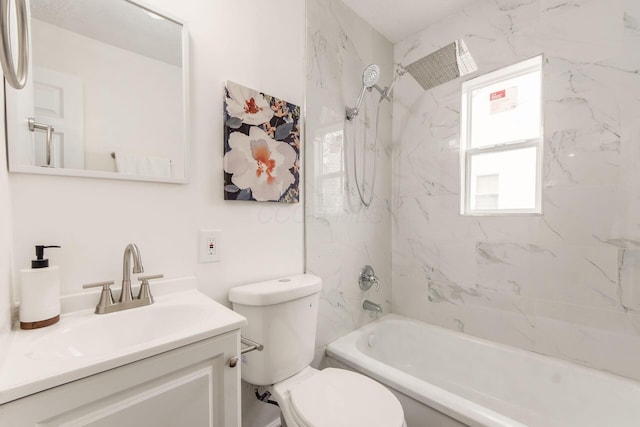 full bathroom with shower / washtub combination, vanity, and toilet