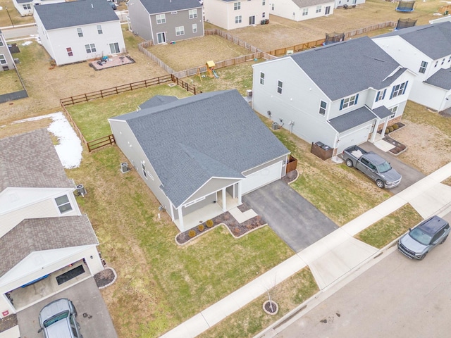 bird's eye view with a residential view