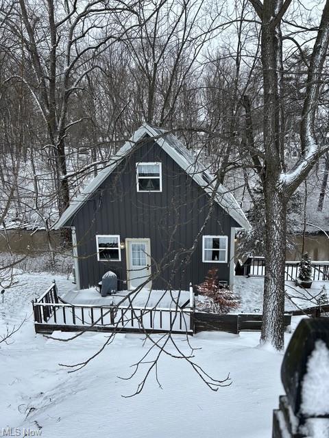 exterior space with board and batten siding