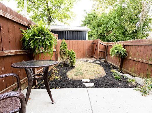 view of yard with a patio area and a fenced backyard