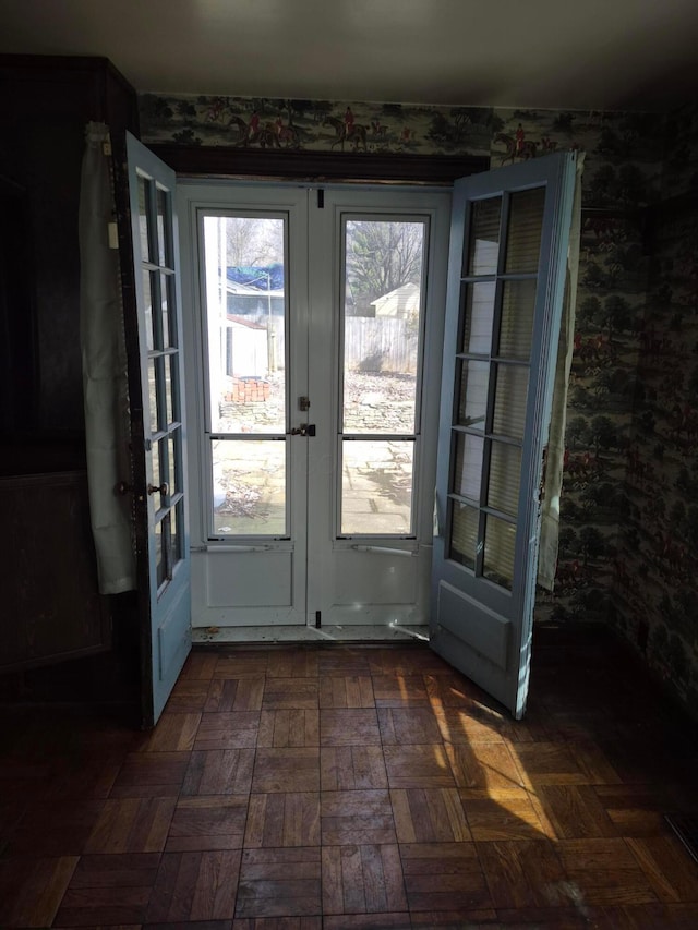 doorway with french doors