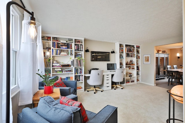 interior space with a textured ceiling