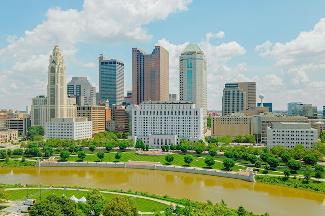 property's view of city with a water view