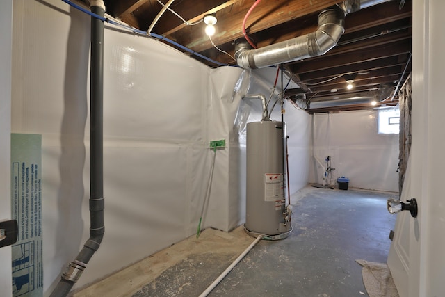 below grade area with water heater