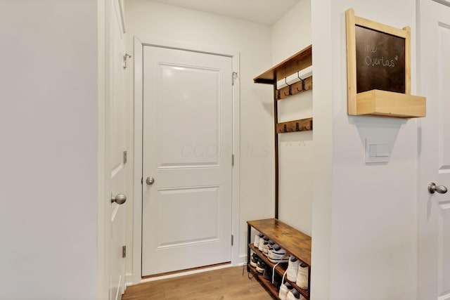 mudroom featuring light wood-style floors