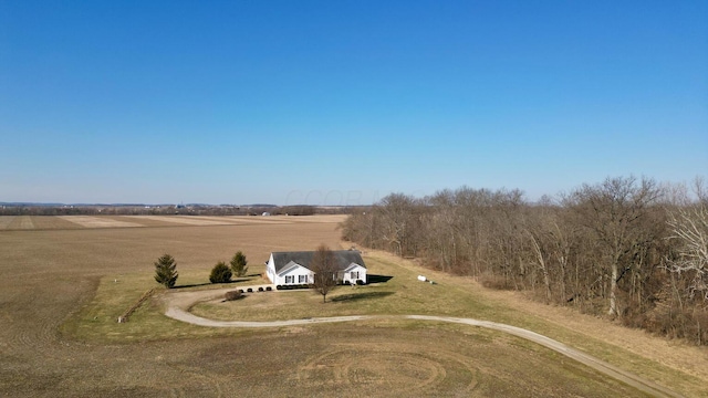 drone / aerial view with a rural view