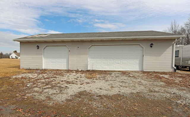 view of detached garage