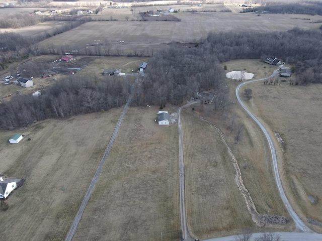 birds eye view of property featuring a rural view