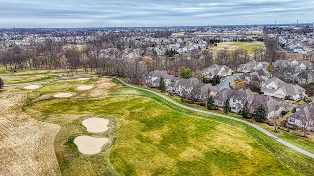 bird's eye view with a residential view and view of golf course