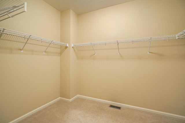 walk in closet featuring carpet floors and visible vents